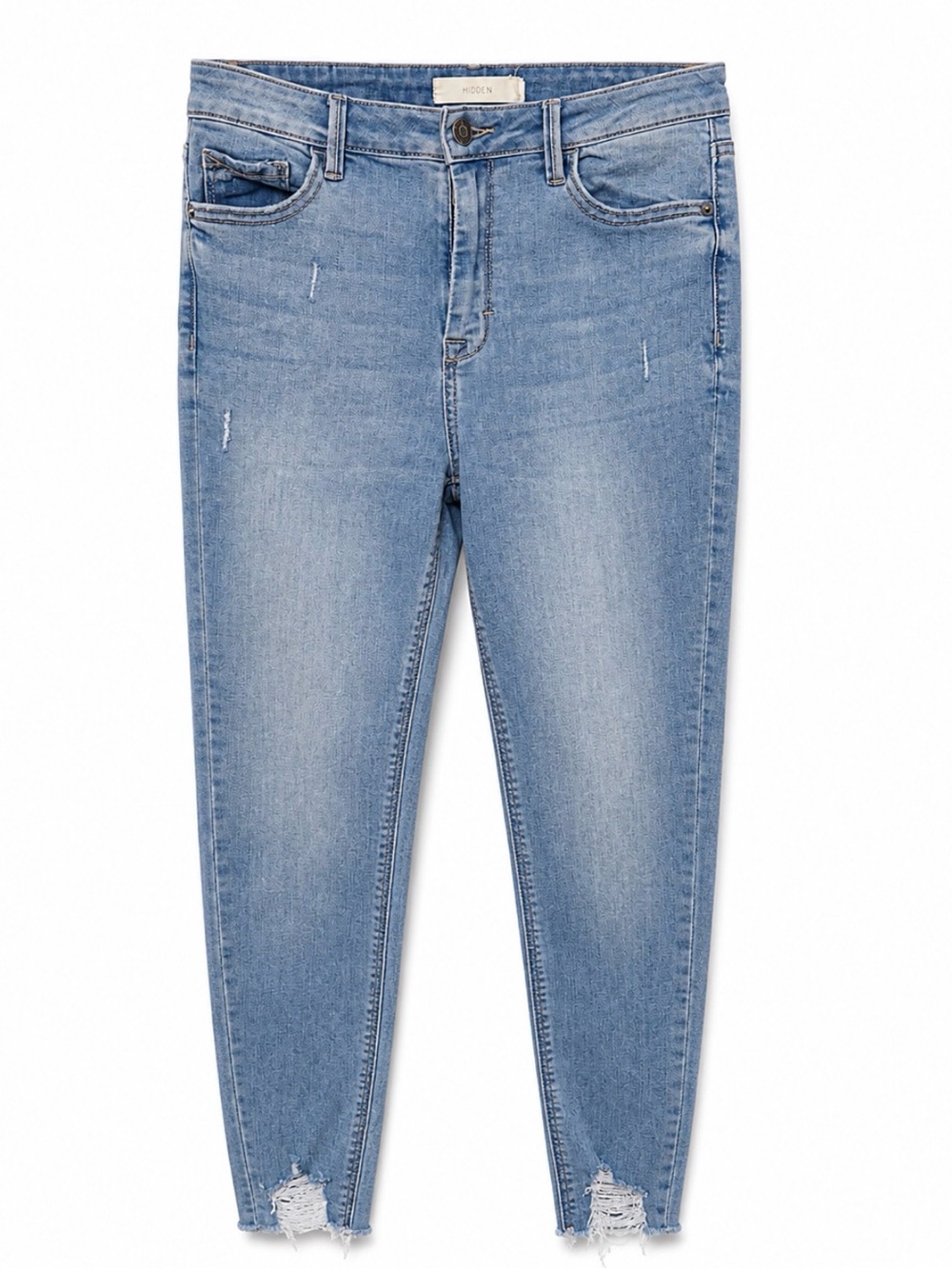 Women’s Light Blue Skinny Jeans with Frayed Hem